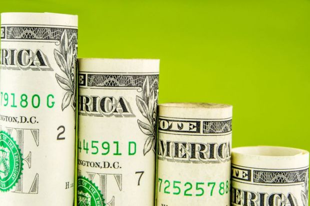 Falling steps made of one American dollar bills Falling steps made of one American dollar bills