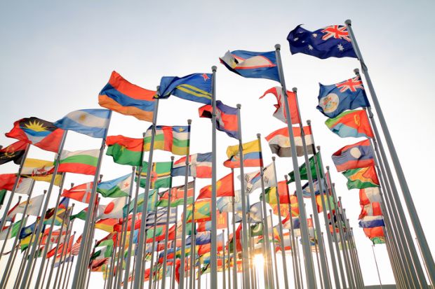 International flags flying