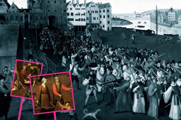 A black and white crowd scene with a few people highlighted A black and white crowd scene with a few people highlighted