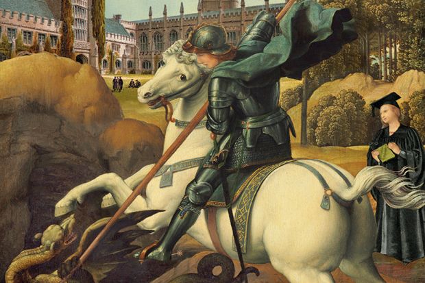 Saint George and the Dragon, circa 1506 by Raphael. With added university building in the background and academic gown. Saint George and the Dragon, circa 1506 by Raphael. With added university building in the background and academic gown.