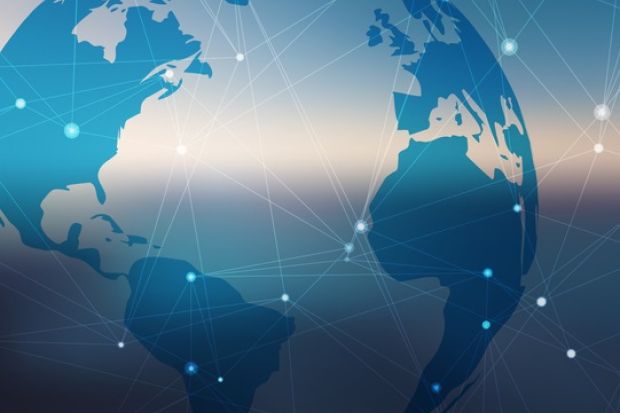 A world map showing connections A world map showing connections