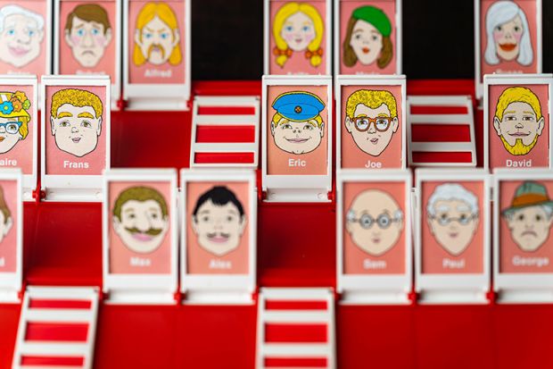 Popular board game 'Guess Who?', to illustrate that growing class sizes and expanding workloads are blamed as students doubt those teaching them know who they are.