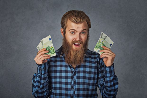 Happy man with euros