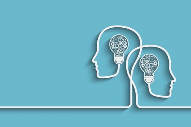 Heads and lightbulbs illustration