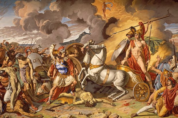 Hector’s death and Achilles’ triumphant protected by Mars, 1815, by Antonio Galliano (1785-1824)