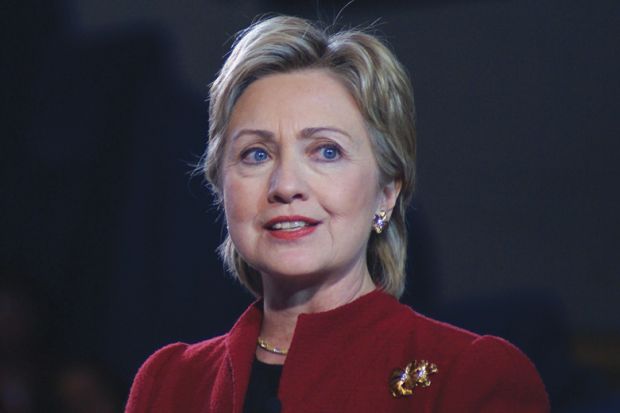 Hillary Clinton speaking on stage