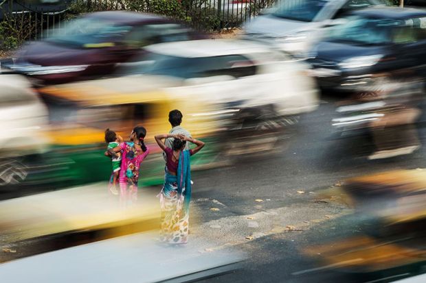 Crossing the road in India Crossing the road in India