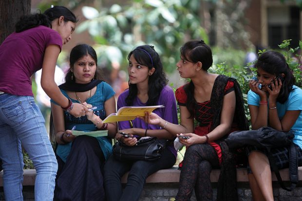 A group of female Indian students A group of female Indian students