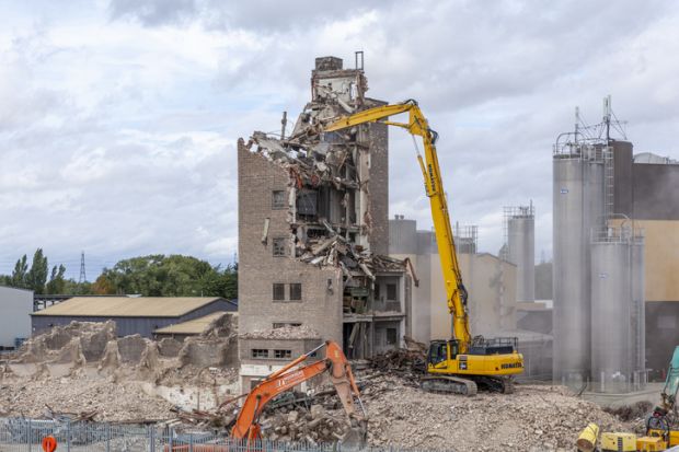 Eggborough Grain Silo being demolished.