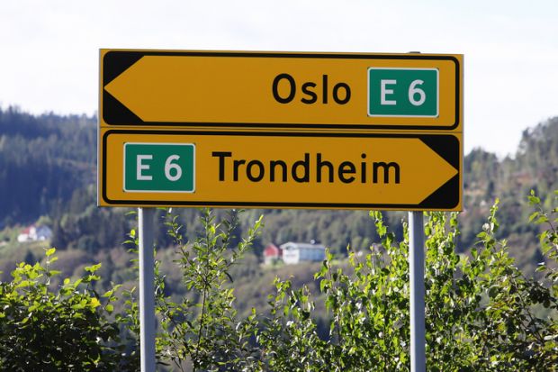 The road E6 connecting major Norwegian cities Oslo and Trondheim.
