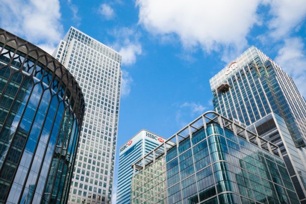 Bank headquarters in Canary Wharf. HSBC, Citibank. stock photo Bank headquarters in Canary Wharf. HSBC, Citibank. stock photo