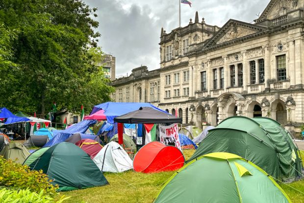 Tents used by protesters for Palestine on the lawn of one of the buidlings of Cardiff University. Tents used by protesters for Palestine on the lawn of one of the buidlings of Cardiff University.