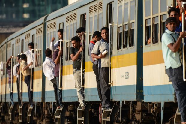 People Traveling on a train in Sri Lanka