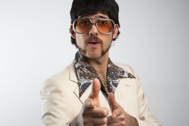 Trying too hard? Academics need to strike the right tone with their academic profiles if they want to attract PhD students. A man pulls a cheesy pose in 1970s clothing. Academics need to strike the right tone with their academic profiles if they want to attract PhD students.