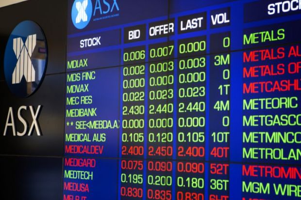 The Australian Stock market stock prices on a LCD display outside of the Australian stock market. The Australian Stock market stock prices on a LCD display outside of the Australian stock market.