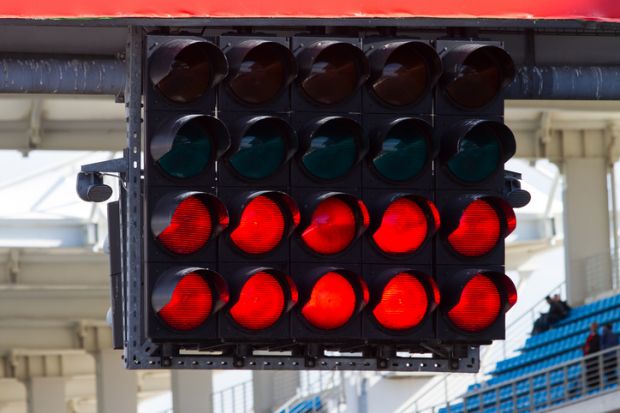 Red Start Lights in a Racing Circuit