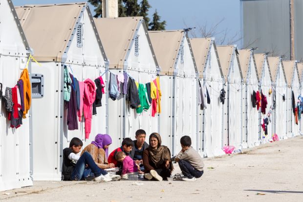 Refugees living in tents