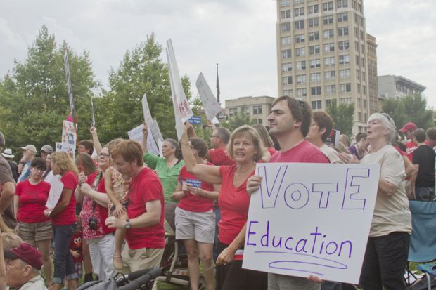 Moral Monday rally education protesters Moral Monday rally education protesters
