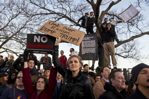 Student protest against Donald Trump at the University of Chicago in 2016
