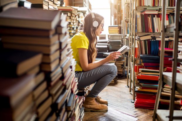Student at the library