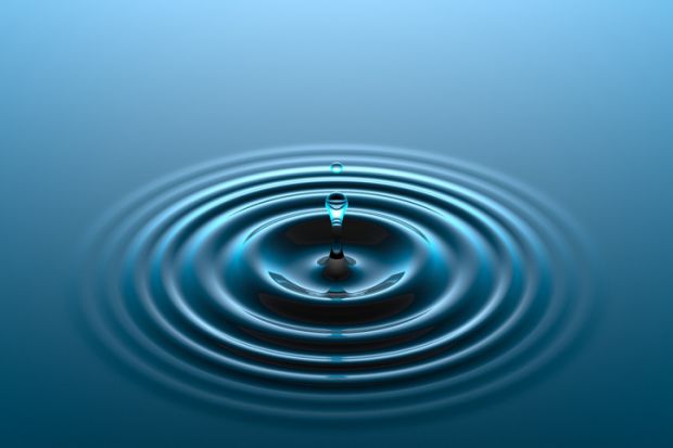 raindrop hitting water to create ripple as a way to show impact in research
