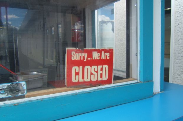 Closed sign in a shop window