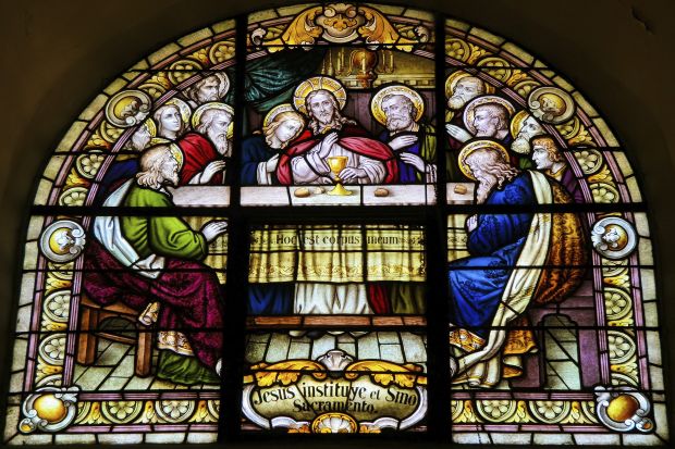 Stained Glass of the Last Supper in the cathedral of Salta (Argentina)