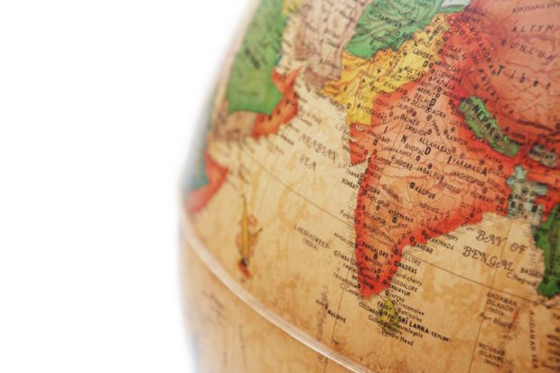 India on globe