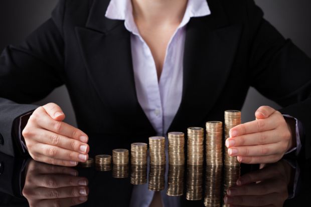Woman and coins
