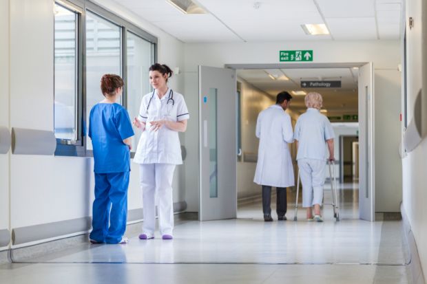 Patients and medics in a hospital