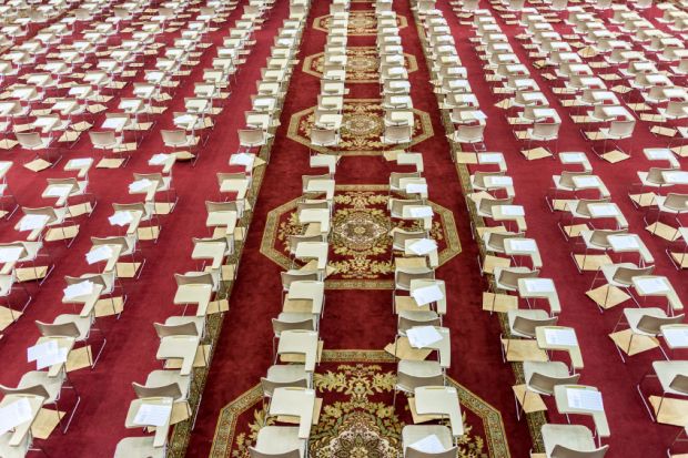 Row of chairs for university exam in Saudi Arabia Row of chairs for university exam in Saudi Arabia