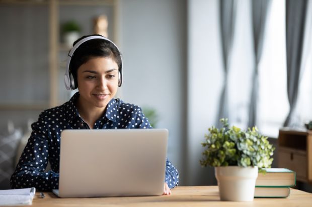 A student studying online