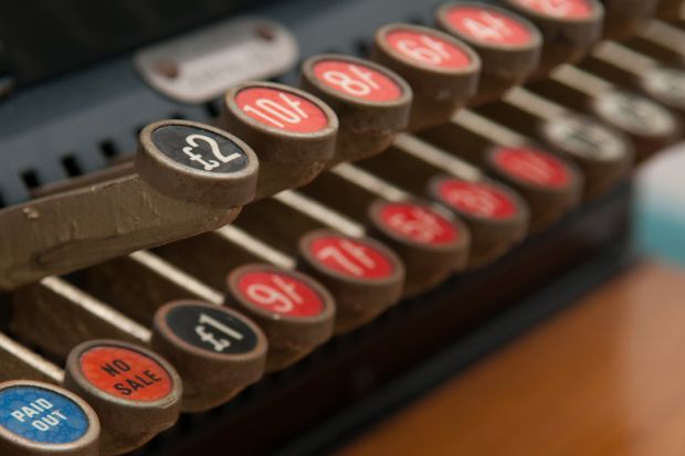 Keys of vintage cash register