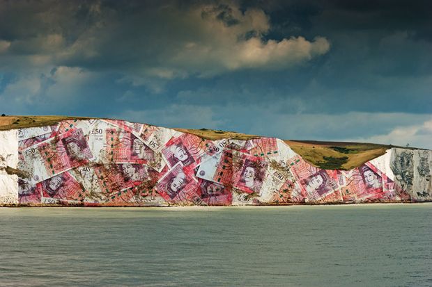 White cliffs of Dover covered in UK banknotes White cliffs of Dover covered in UK banknotes