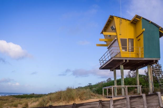 Lifeguard tower Lifeguard Tower at Lakes Entrance Beach, Victoria, Australia