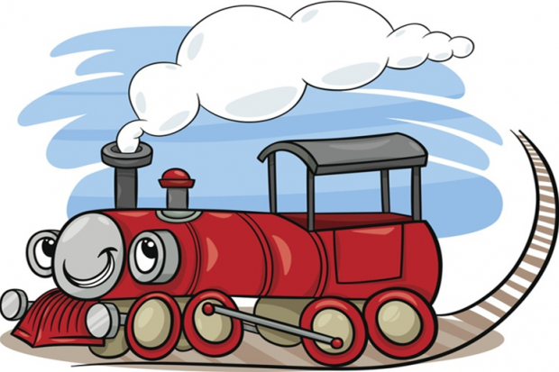 A cartoon steam locomotive