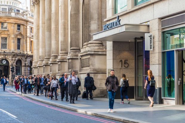 London. 21 May 2019. A view of Wework offices in Bishopsgate in the City of London in London