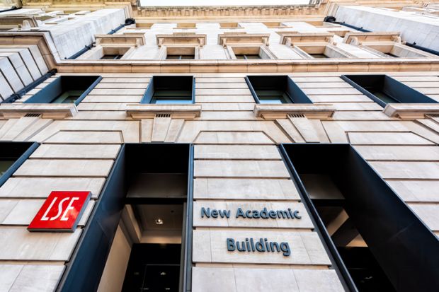 London, UK - June 26, 2018 London School of Economics sign for new academic building and LSE red logo