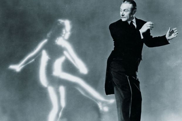 Man dancing with ghost of woman Man dancing with ghost of woman