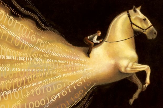 Man riding big data horse