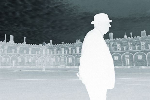 Man walking, University of Oxford campus, photo negative Man walking, University of Oxford campus, photo negative