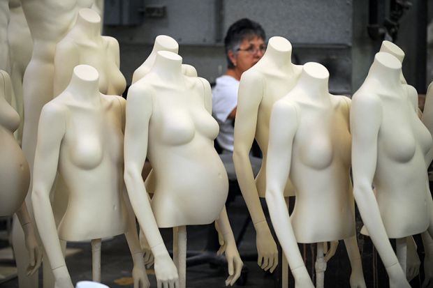 A woman works at a mannequin manufacturer with female mannequins missing heads and lower body , illustrating the female data gap as researchers record gender identity rather than sex. A woman works at a mannequin manufacturer with female mannequins missing heads and lower body , illustrating the female data gap as researchers record gender identity rather than sex.