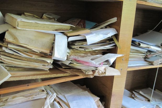 Old paper archives of abandoned power plant