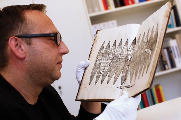 Cartography believed to be the fifth existing version of a map by Martin Waldseemuller