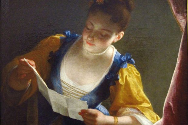 Painting of woman reading letter Painting of woman reading letter