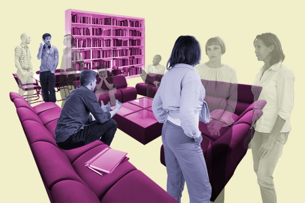 People in a common room with some of them disappearing. To illustrate that the AHRC will fund vastly fewer student-initiated PhDs. People in a common room with some of them disappearing. To illustrate that the AHRC will fund vastly fewer student-initiated PhDs.