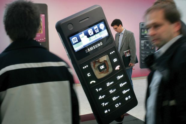 A sculpture of a giant mobile phone A sculpture of a giant mobile phone