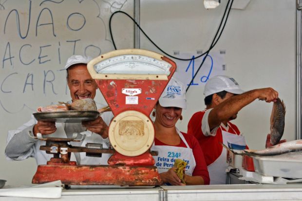 Porto Alegre, Rio Grande do Sul, Brazil - 13th Apr, 2017 Easter fish market in Porto Alegre downtown