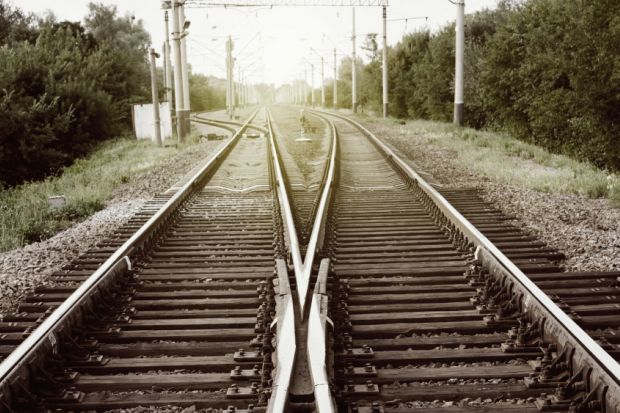 Railway tracks diverging