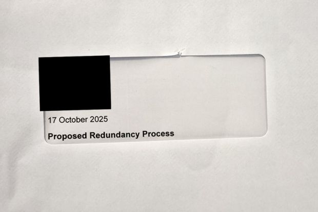 A letter which had ‘redundancy process’ visible through the envelope, as University of Derby reports itself to ICO over redundancy letters.
